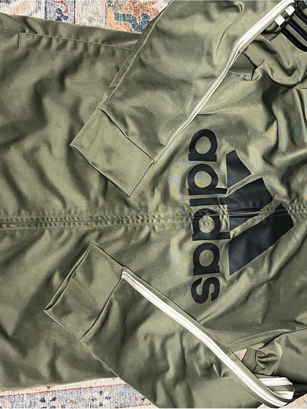 adidas Kids Olive Green Track Jacket with Black Logo